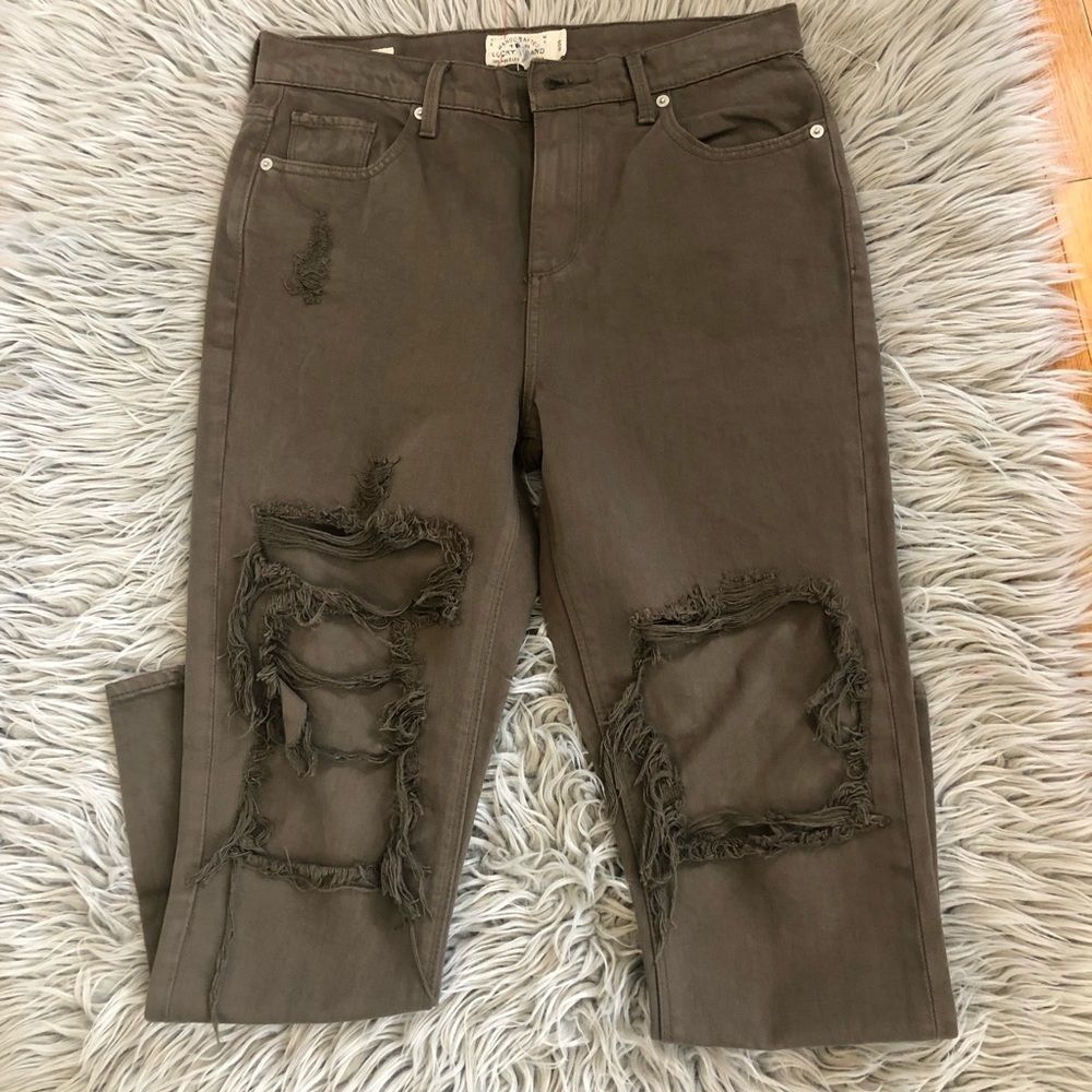 Lucky brand army green jeans “Bridgette skinny size 10 new without tags